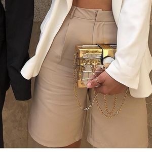 PLT beige long shorts high waisted us 4